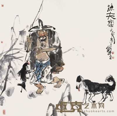 赵俊生 壬午(2002)年作 渔夫乐 镜心 68×68cm